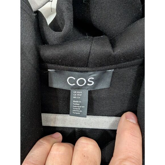 COS‎ Hooded Sweatshirt Mini Dress women's XS black scuba oversized modern - Picture 4 of 8